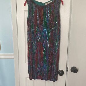 Oleg Cassini Multicolor Sequin Mini Dress